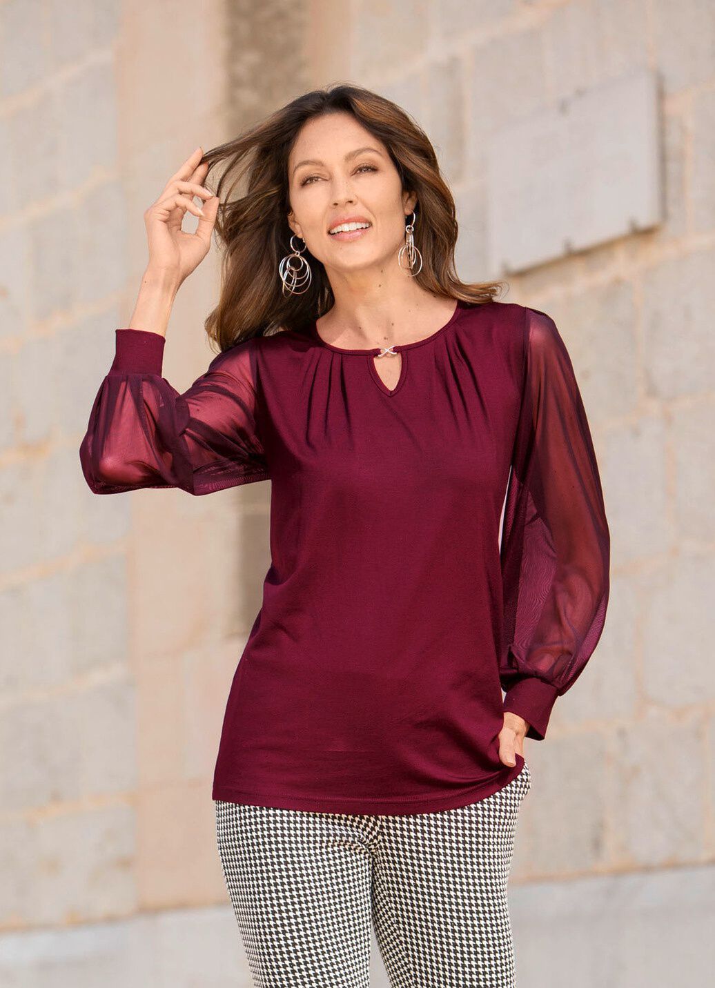 Shirt mit langen Chiffonärmeln