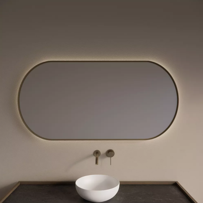 Gliss Design Aura spiegel met LED-verlichting 120x70cm mat goud