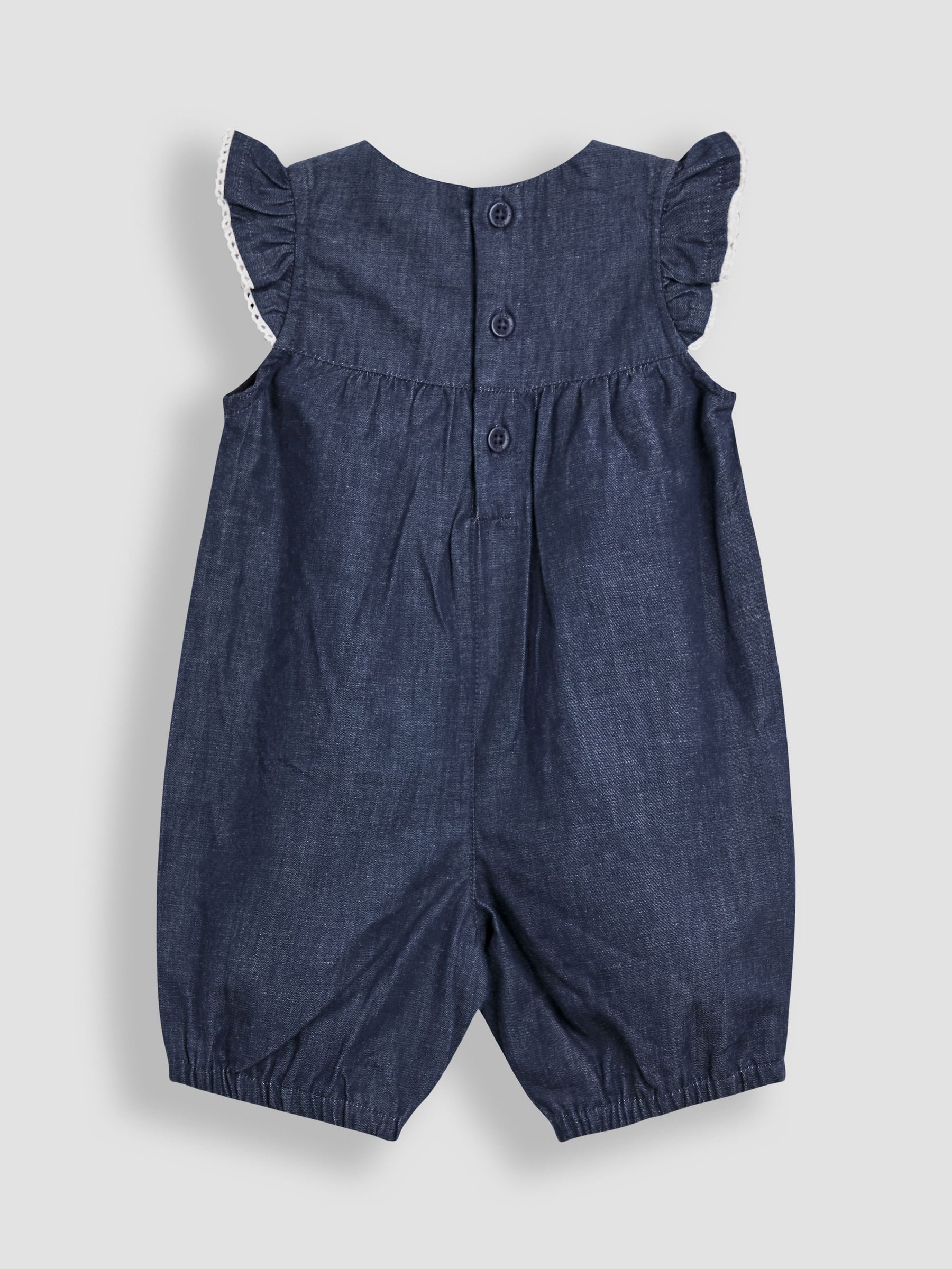 JoJo Maman Bébé Embroidered Chambray Dungarees & Top Set