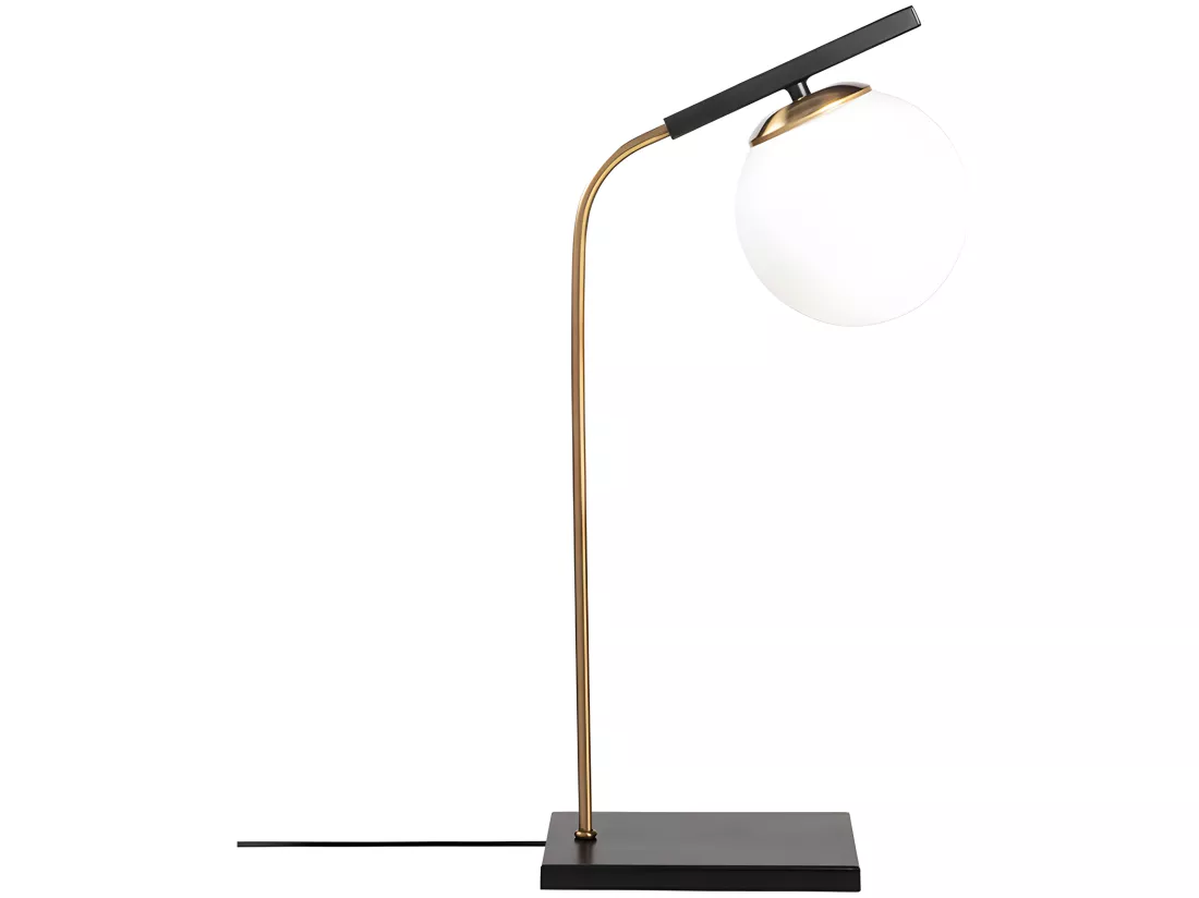 Lampe à poser Art Déco en métal et globe en verre - L. 25 x H. 55 cm - Noir - YILDIZ