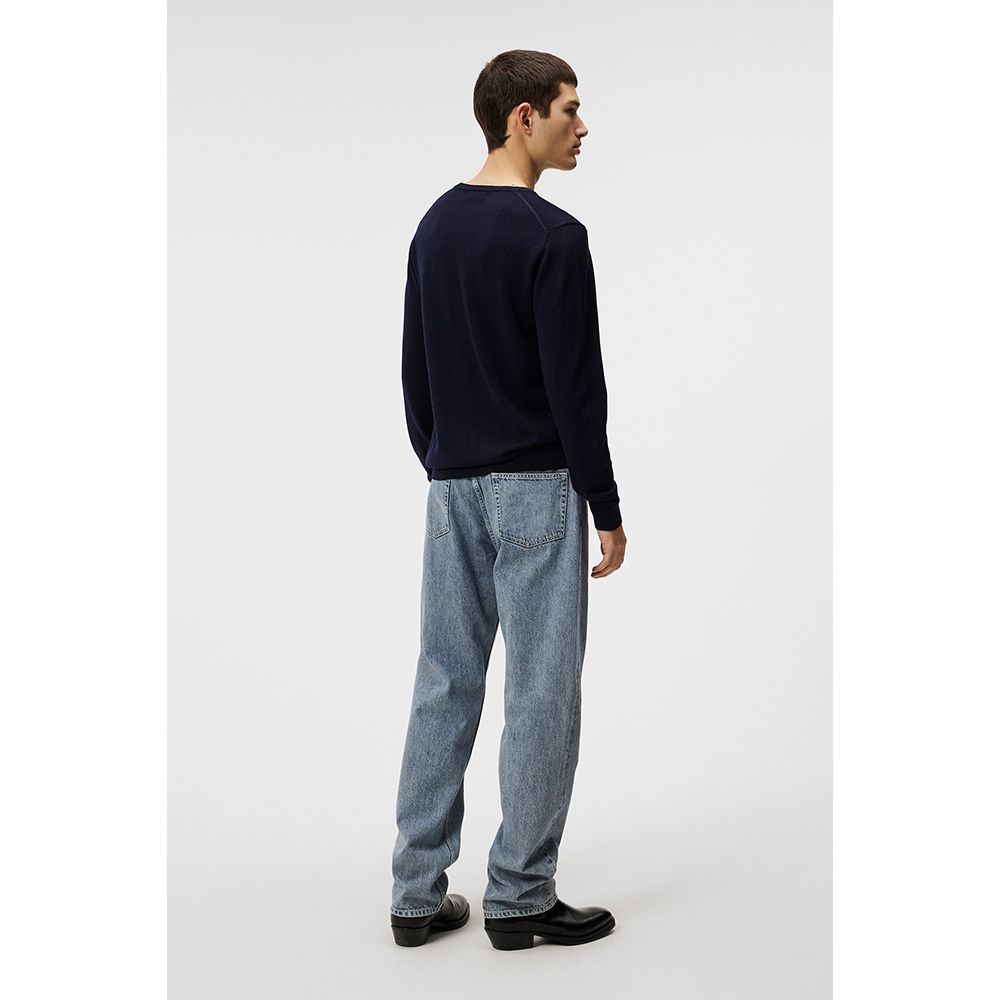 Lyle Merino Crew Neck Genser Herre Navy