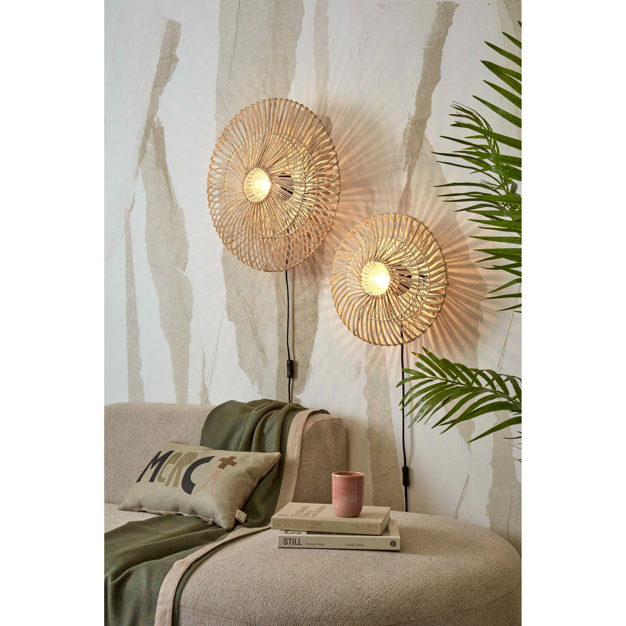 GOOD&MOJO Wandlamp Zanzibar - Rotan Wit - Ã40cm