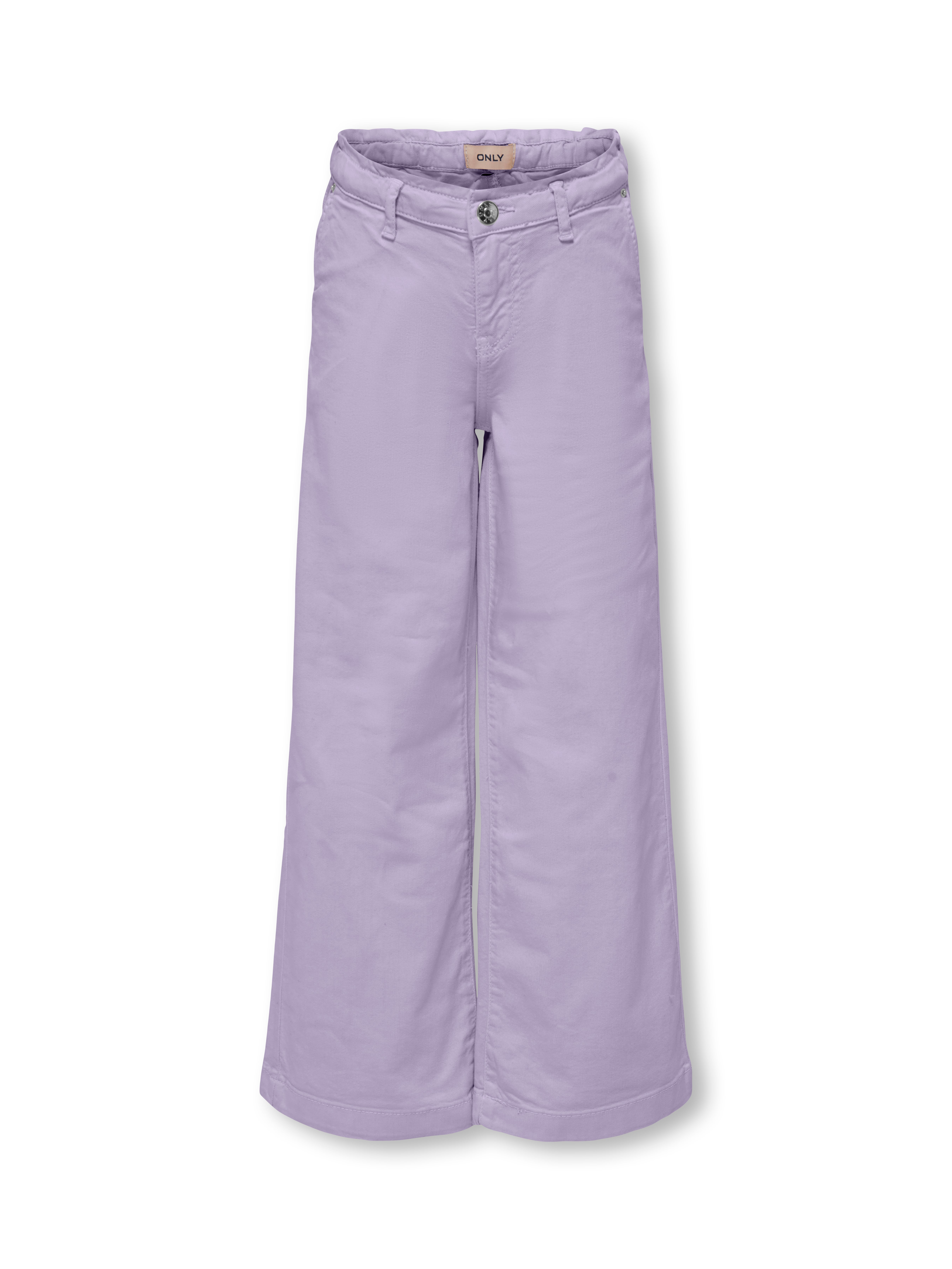 KOGNEW Mittlere Taille Verkürzt Hose mit weitem Beinschnitt Purple Rose