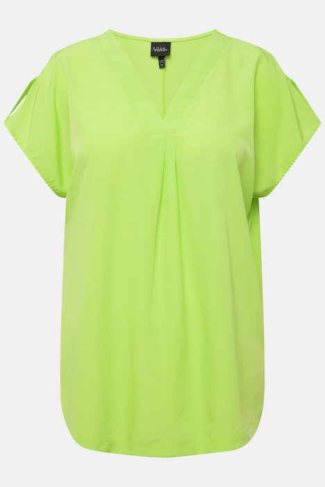 Bluse, Oversized, V-Ausschnitt, Zierfalten, Halbarm