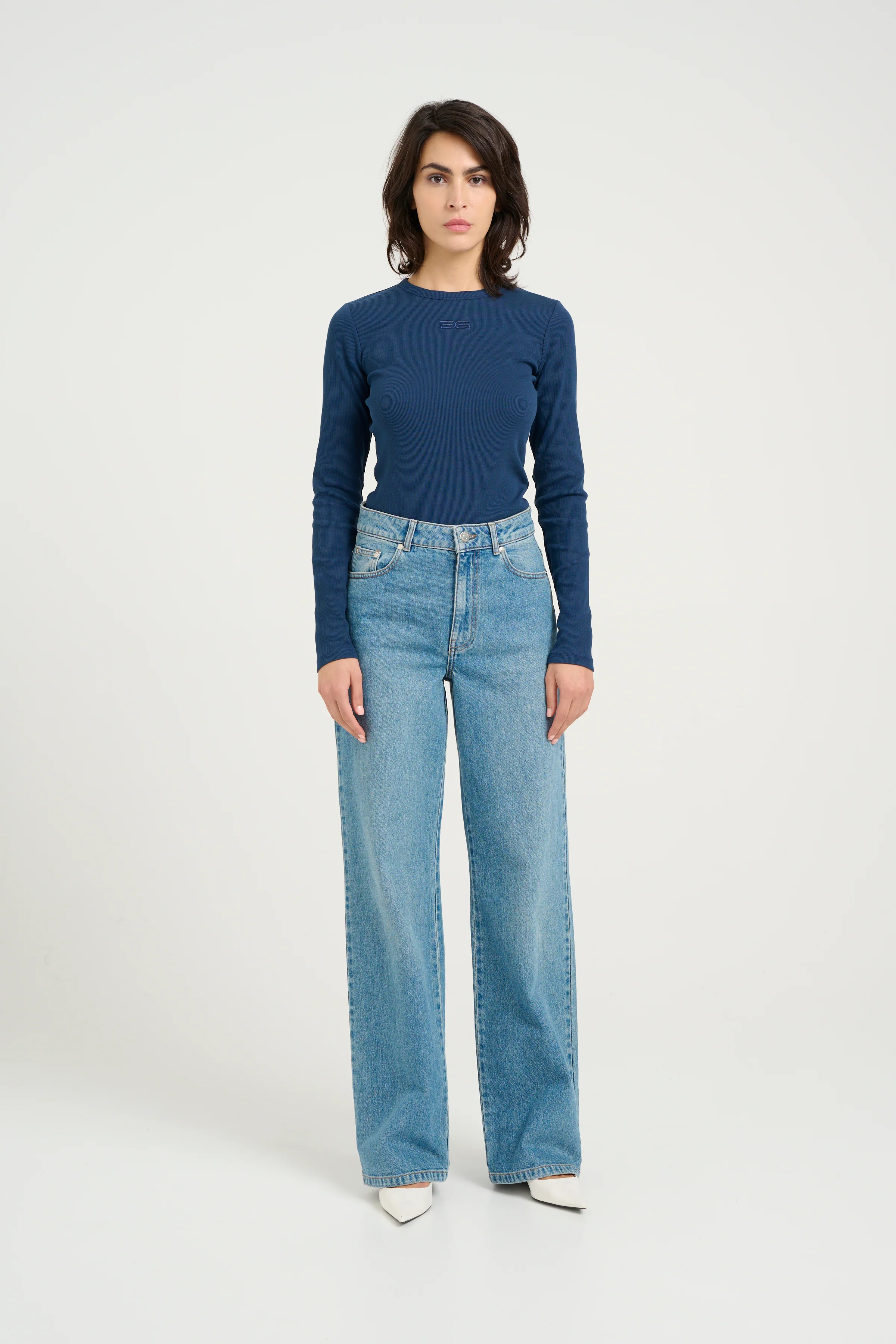 GESTUZ  ZolinaGZ wide leg jeans - Washed Mid Blue