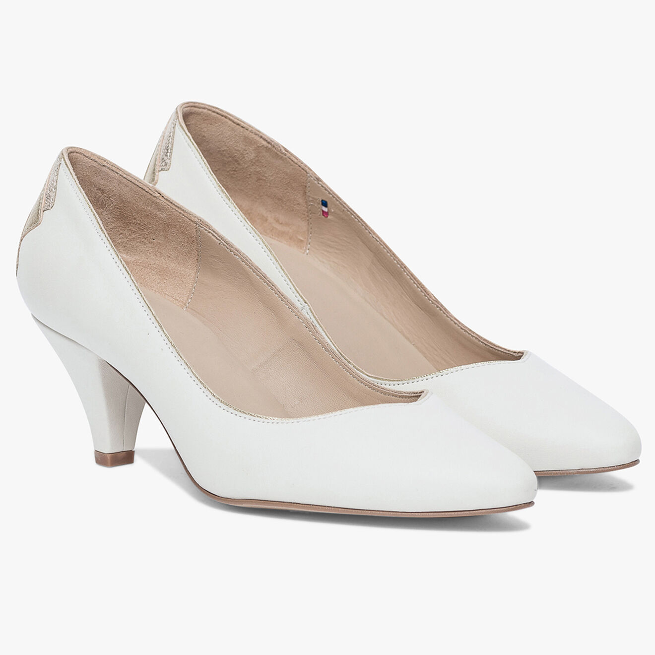 Bocage Escarpins en Cuir Izold blancs - Talon 6 cm