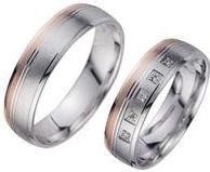 Trouwringen rood en wit goud met Diamanten breedte 5,5 mm