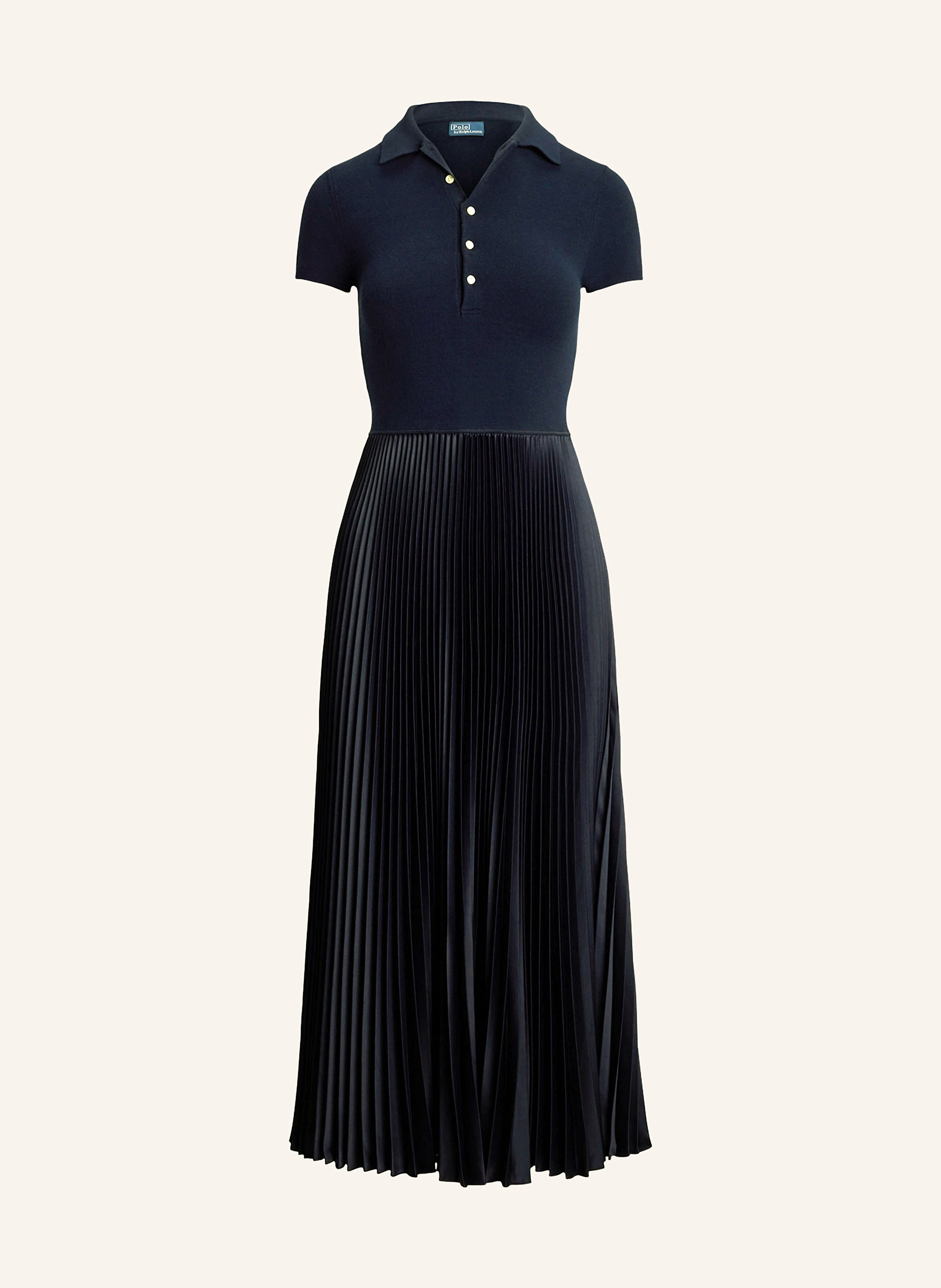POLO RALPH LAUREN Polokleid im Materialmix mit Plissees