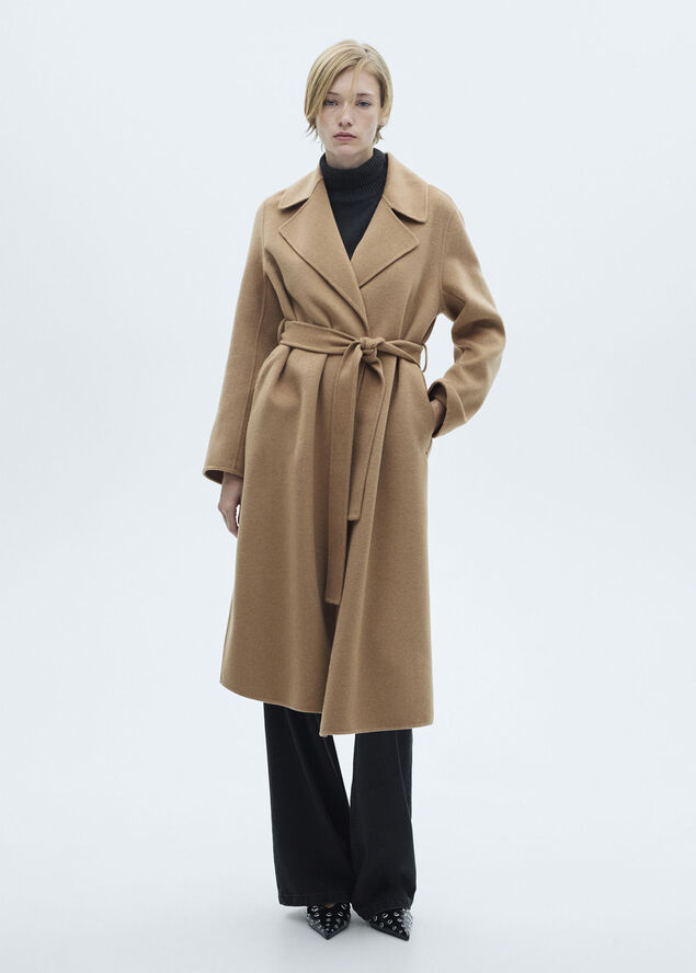 MANGO Belt handmade coat Medium brown