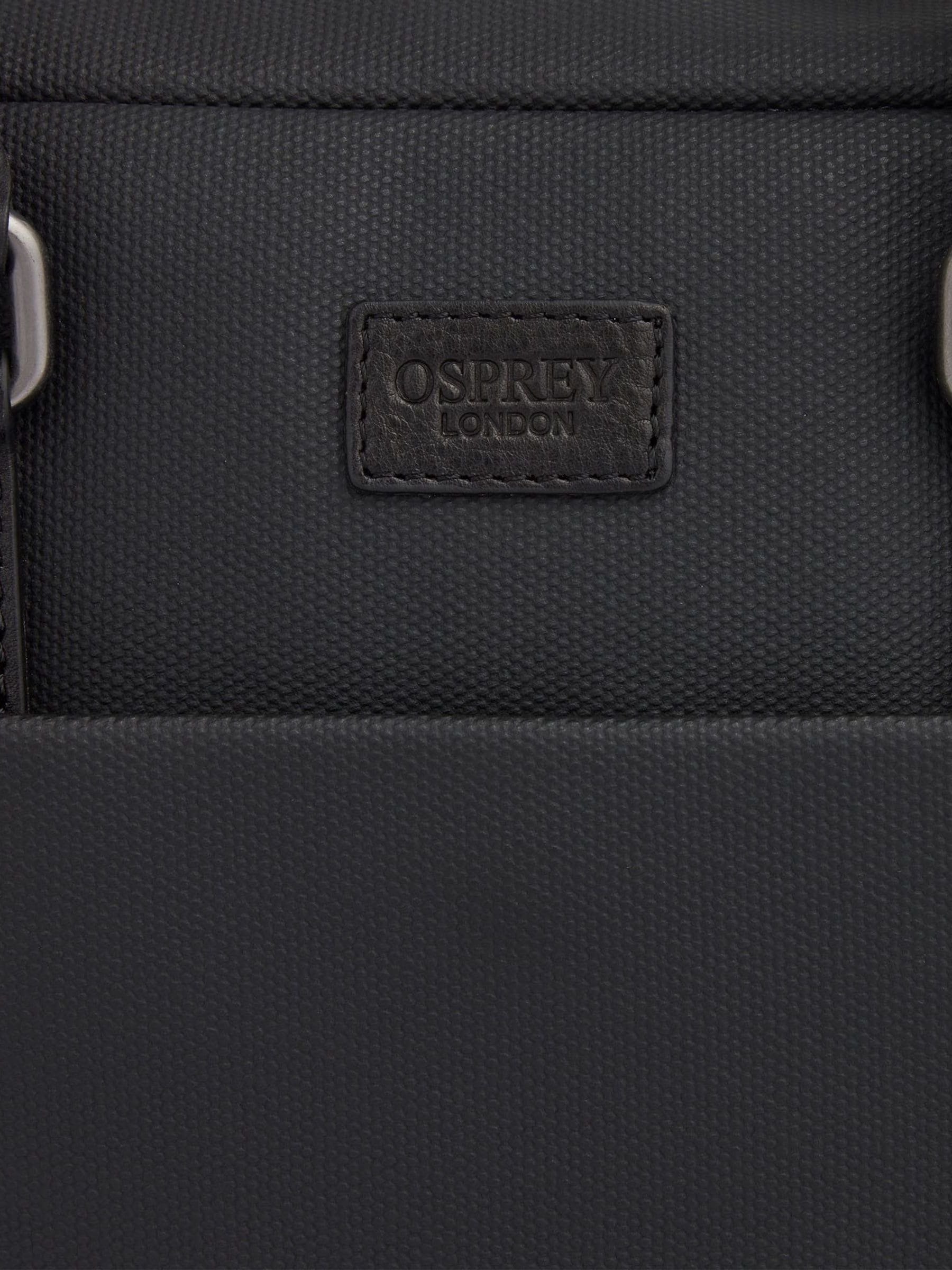 Grijs en zwart - OSPREY LONDON - Gewaxte canvas en glanzende kalfsleren Grantham laptoptas