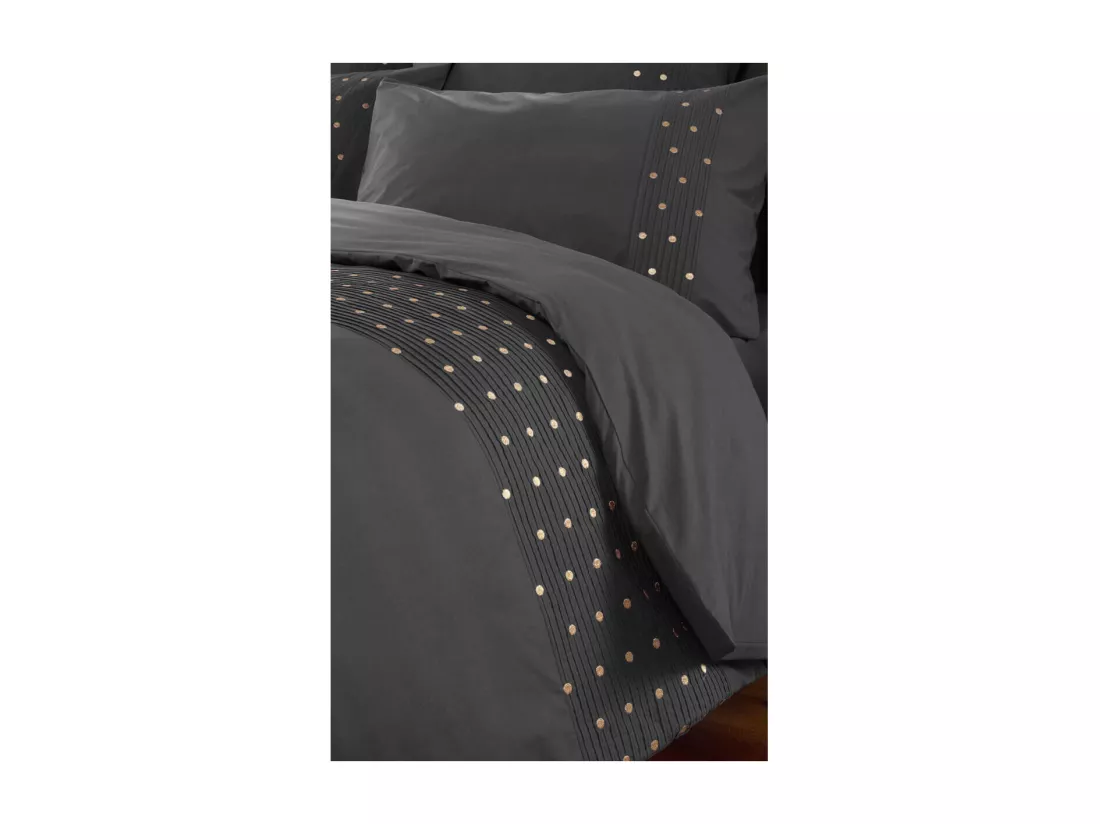 POLLY - Housse de Couette 240x220cm Coton Coloris Poivre