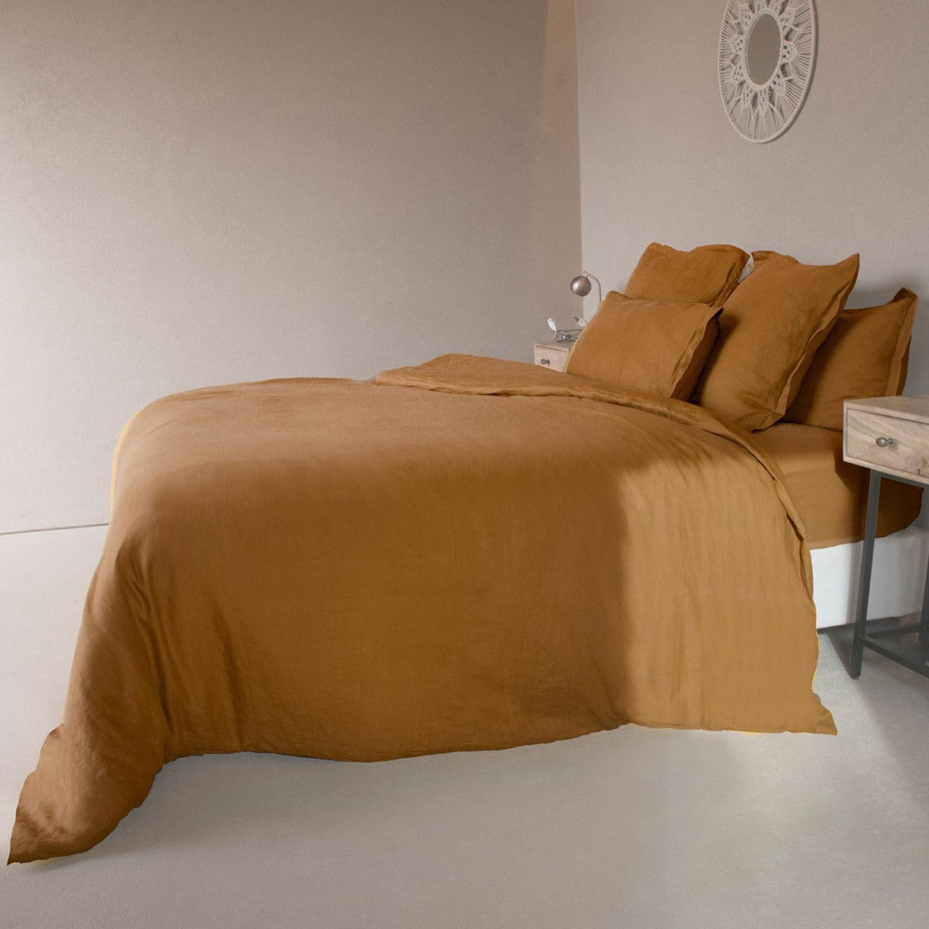 Febronie Drap housse en Lin Lavé Hortense marron
