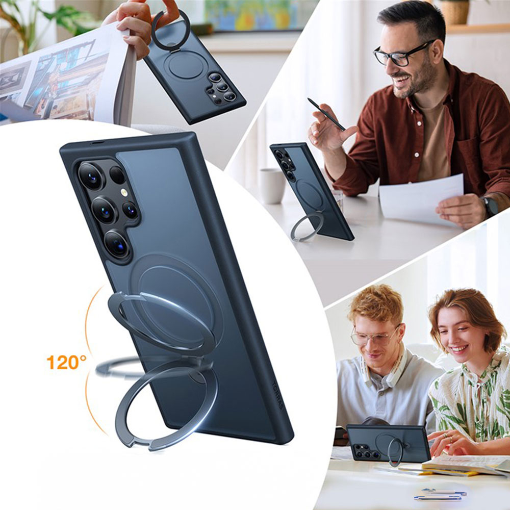 Samsung Galaxy S25 Ultra Guardian Ostand Series Hybrid Hardcase Hülle mit TPU Bumper MagSafe-Modul   Kickstand Aufsteller - Schwarz