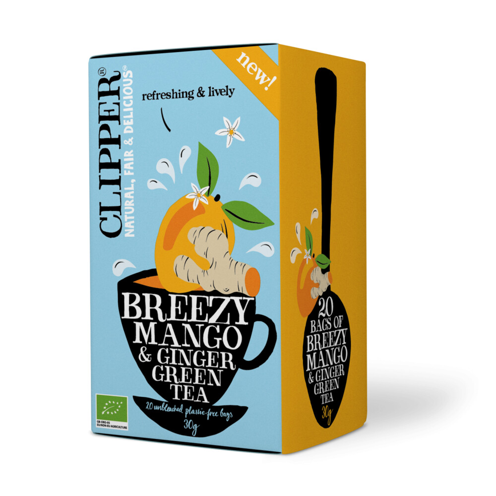 3x Clipper Thee Green Tea Breezy Mango Ginger20 stuks