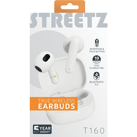 Streetz T160 TWS høretelefoner - hvid