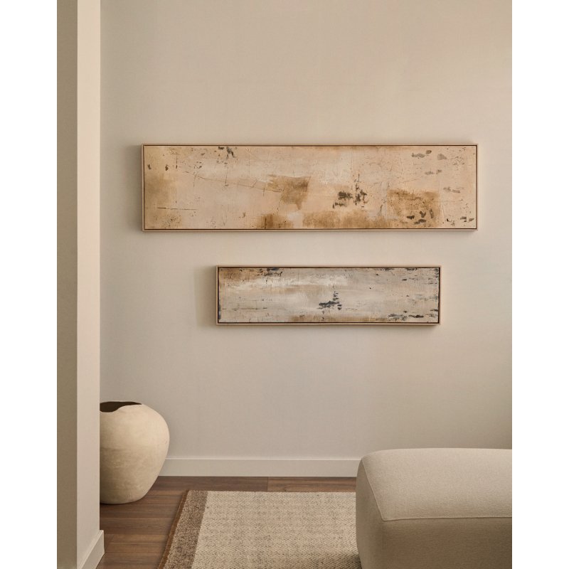 Tableau abstrait Silpa beige foncé 182 x 47 cm