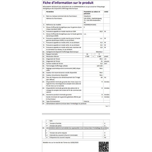 Ecran PC Viewsonic VA1650 16