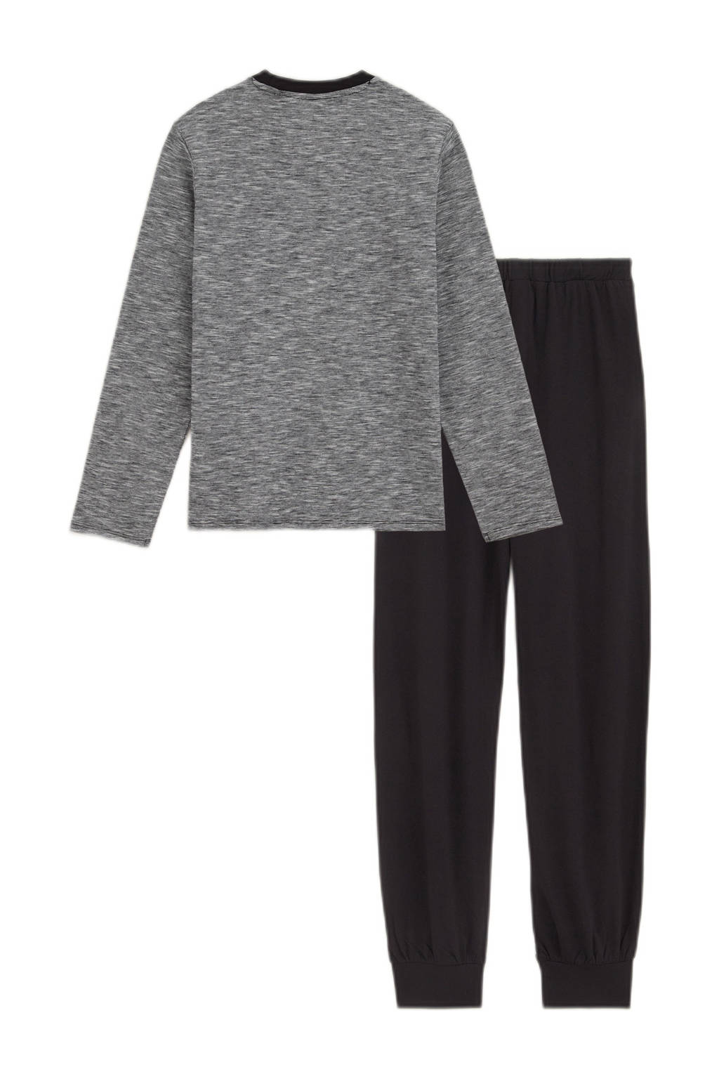 WE Fashion pyjamaset zwart/grijsmelange