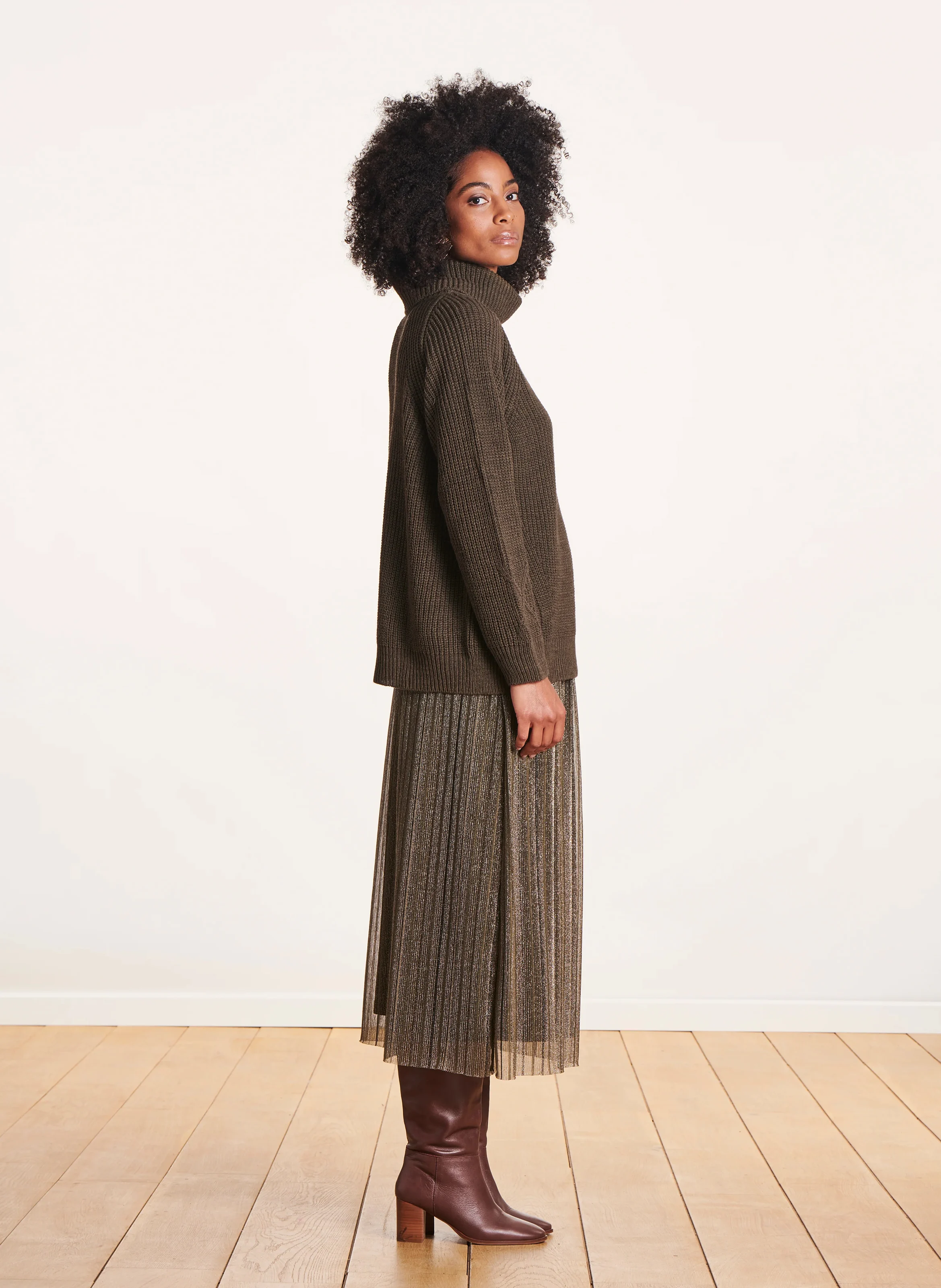 Pull droit en maille | Vert