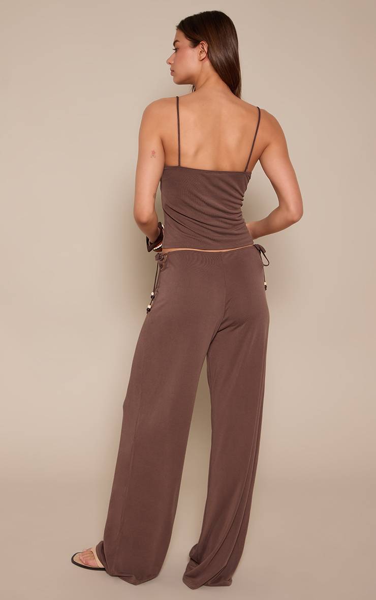 Moka Pantalon Fluide Modal À Liens Latéraux Ornés De Perles
