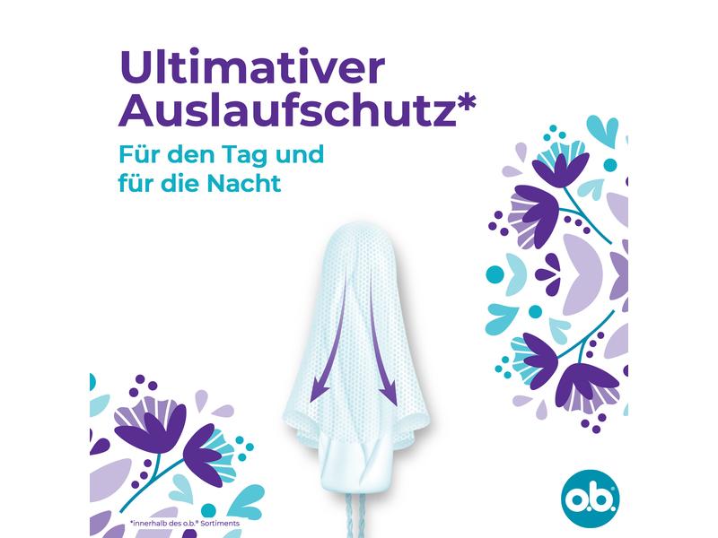 o.b. Tampons Extra Protect Night Normal 16 Stück Tampon für mittlere bis starke Tag – ideal für die Nacht