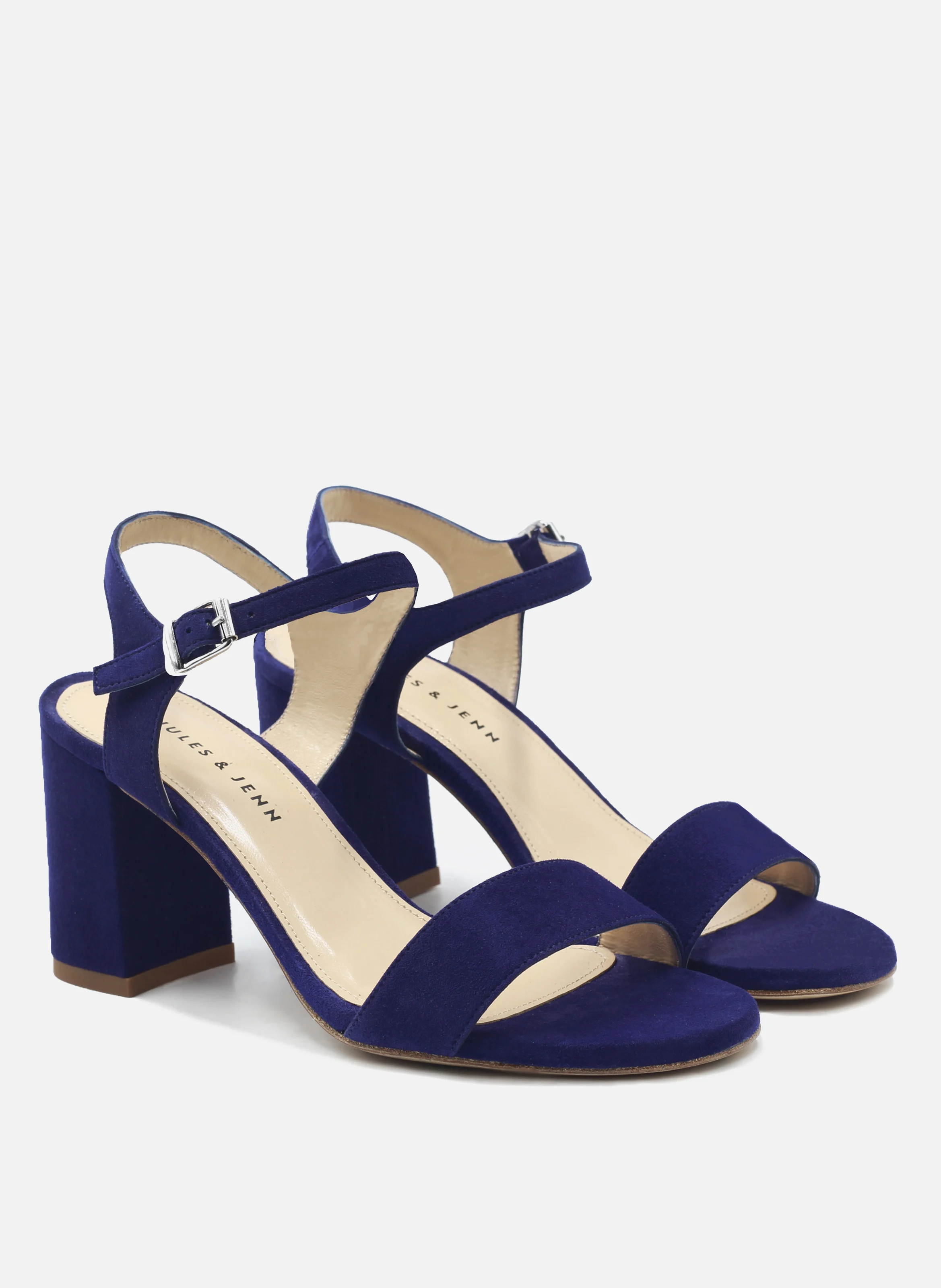 Sandales à talon cuir daim | Bleu