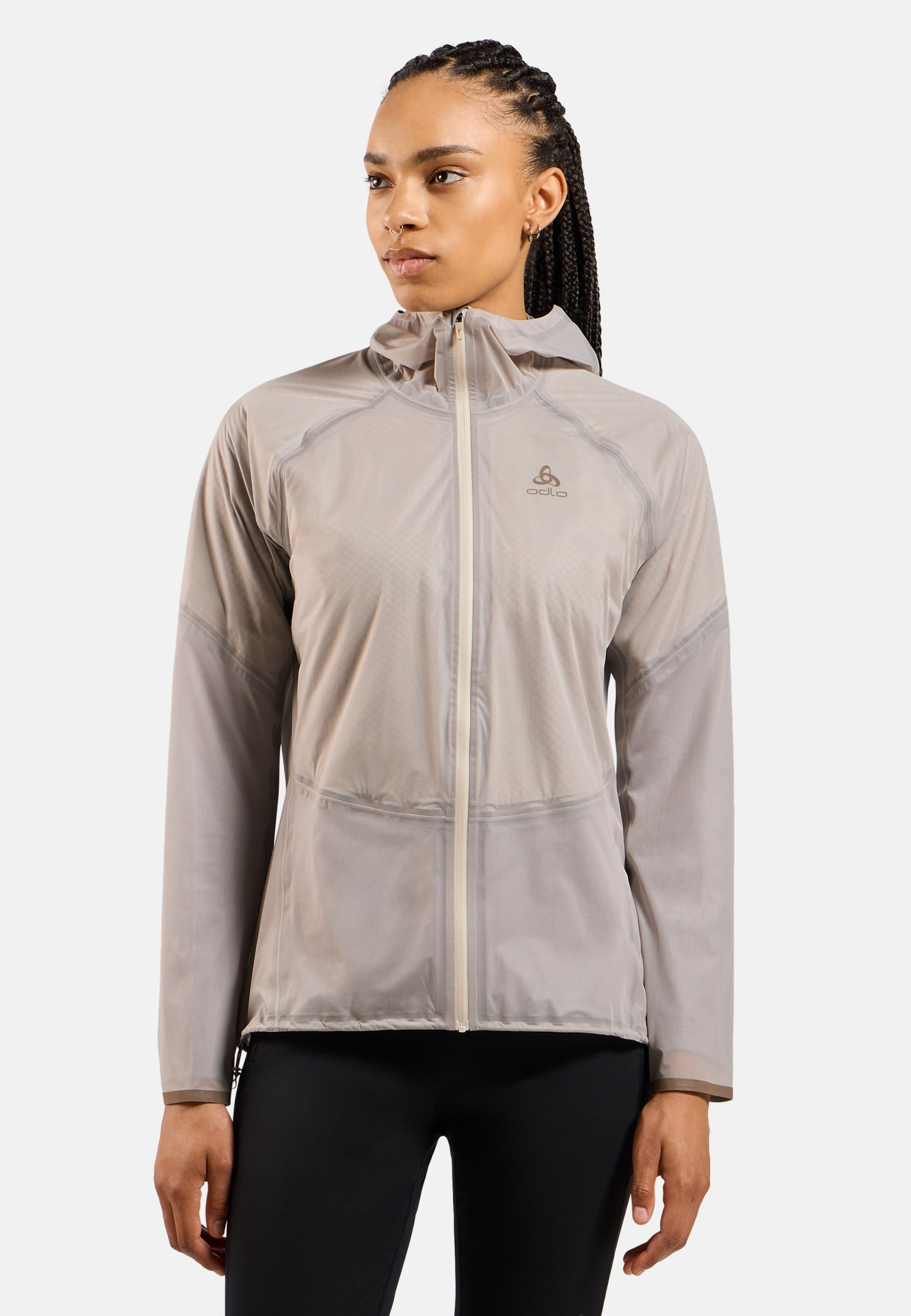 Isolierte und wasserdichte Dual Dry Performance Knit Laufjacke in silver cloud