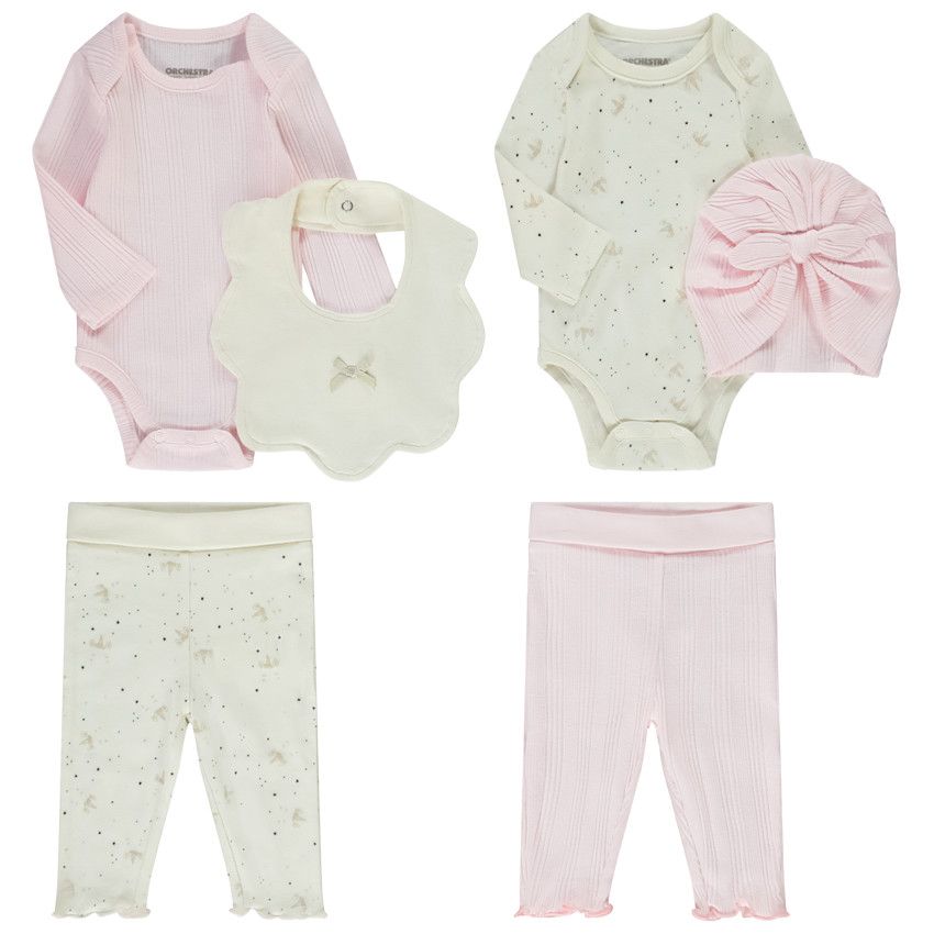 Lot de 2 ensembles 3 pièces interchangeables pour bébé fille - Rose