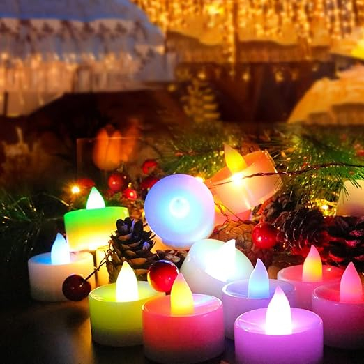 (24er Set) LED Teelichter Deko Kerzen Home Stimmungsleuchte mit Farbwechsel (inkl. LR1130 Batterien) - Bunt