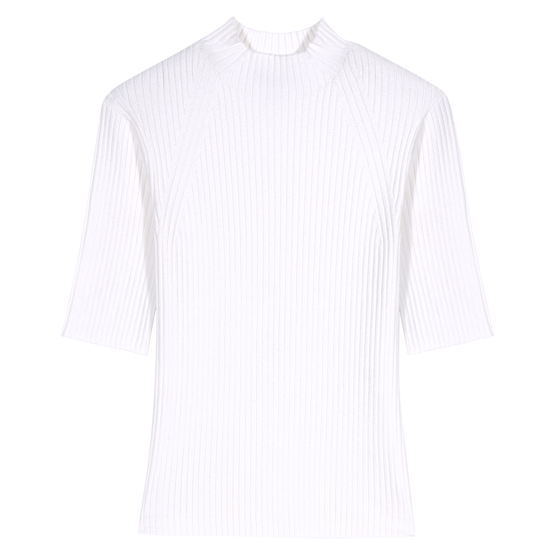Top col rond en coton mélangé | Beige