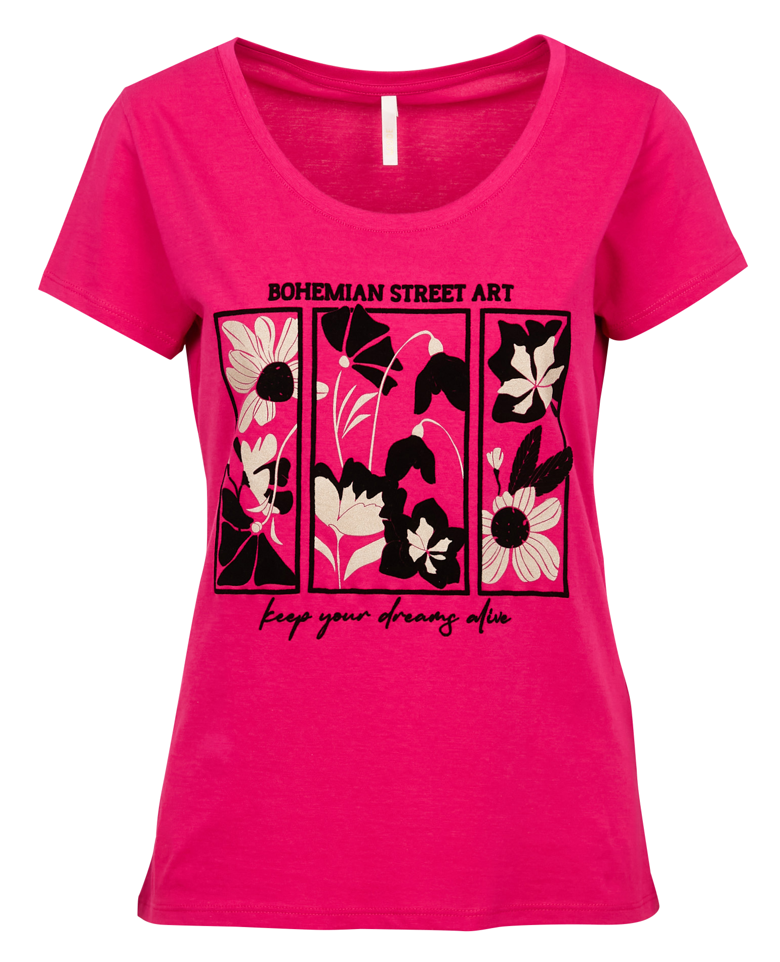 Tee-shirt manches longues droit en coton| Rose