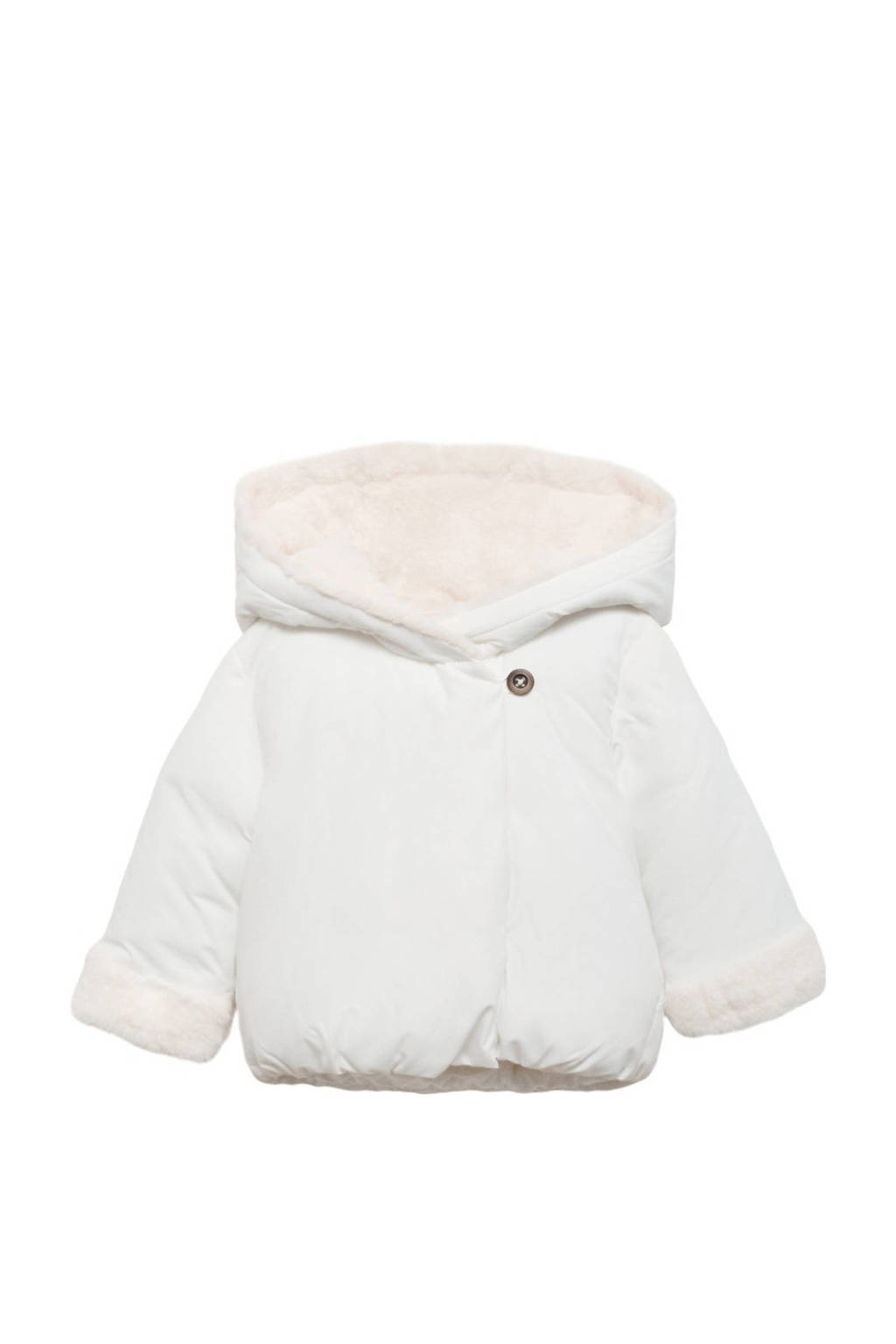 Mango Kids gewatteerde winterjas wit