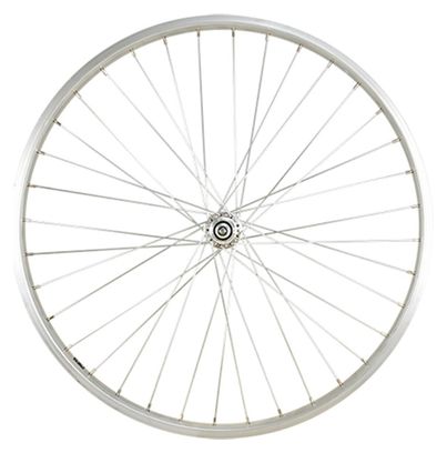 Roue vtt 26  av ecrou axe plein jante argent mach1 m110 evo moy.miche magnum v-brake 36t