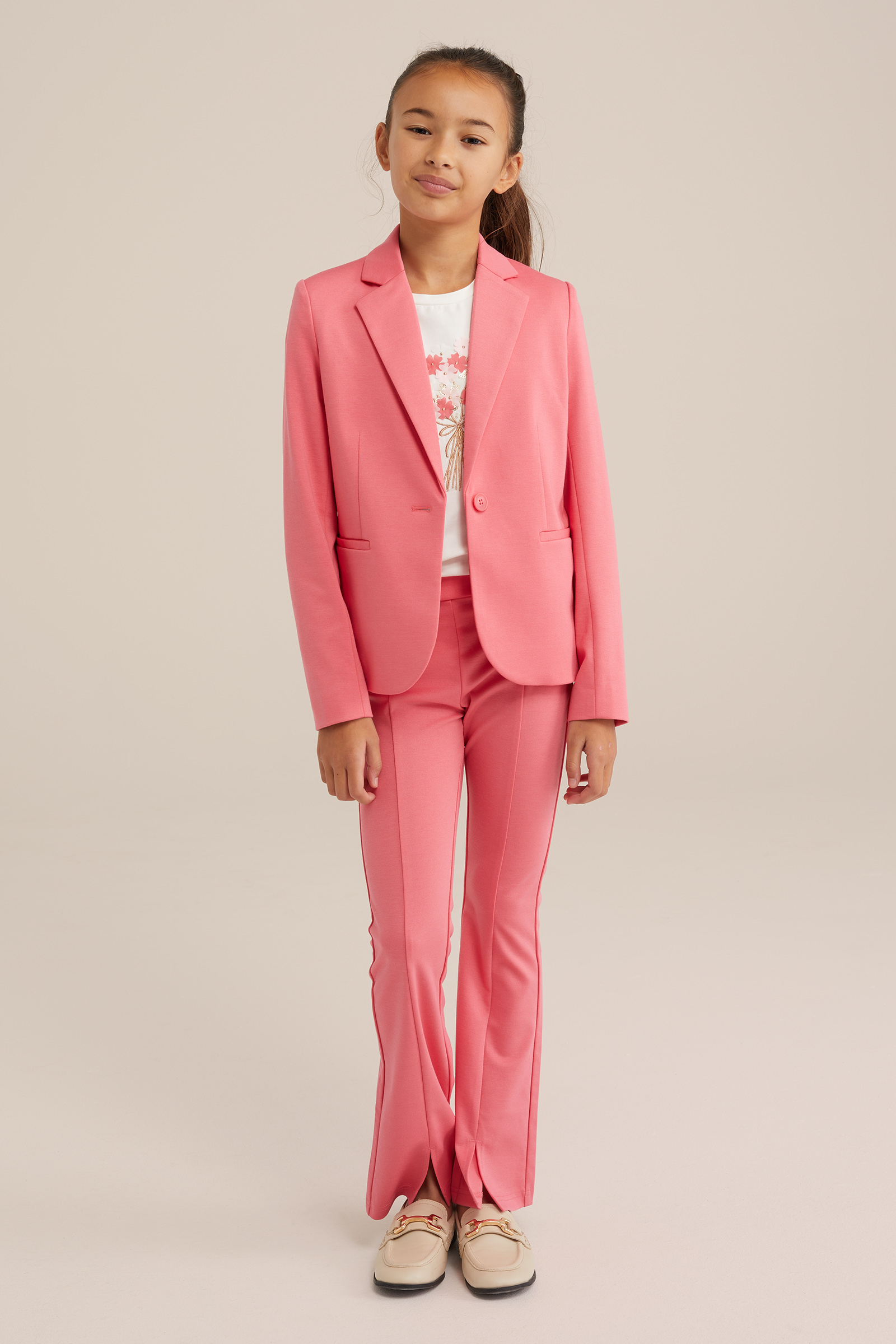 Meisjes regular fit blazer WE Fashion Felroze