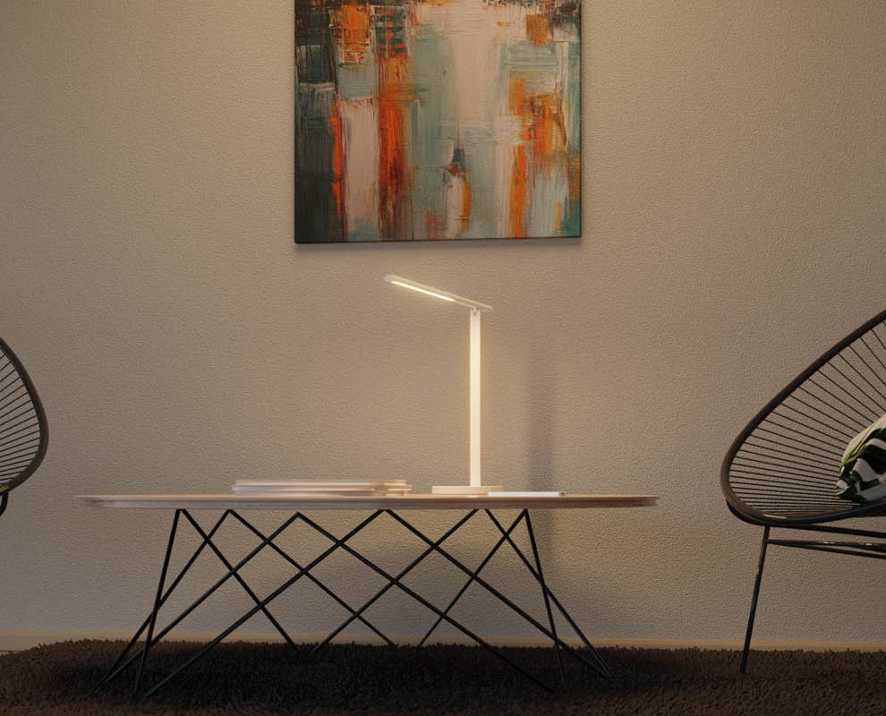 Halo LED Schreibtisch Leuchte Tisch Lampe mit Neigbarem Leuchtkopf (41-5011.002) - Weiss