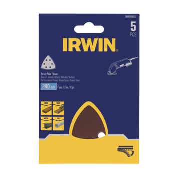 Irwin schuurvel driekhoek 95 x 95 mm zelfhechtend K240, 5 stuks
