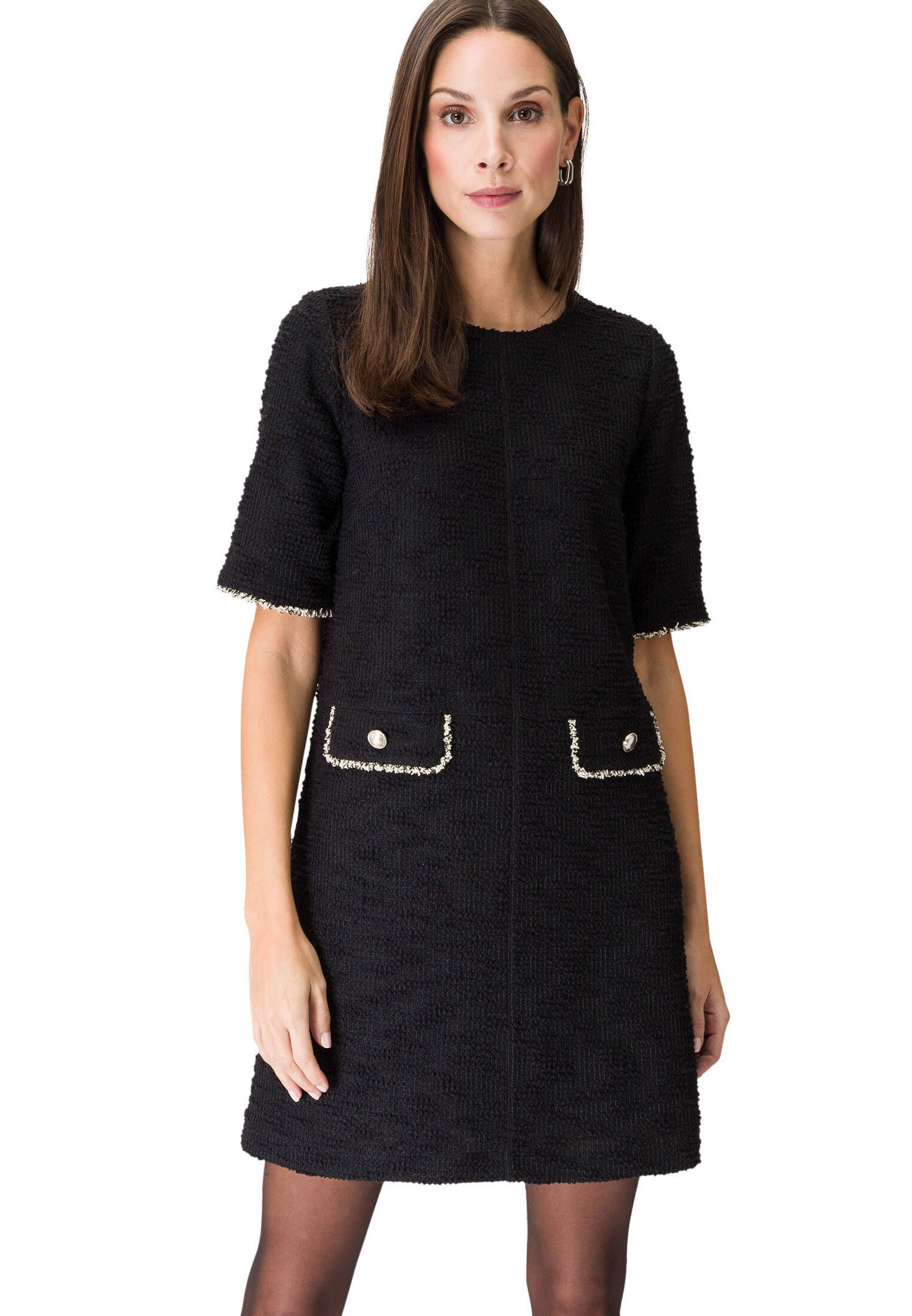 zero| Damen Kleid Bouclè mit Ziertaschen