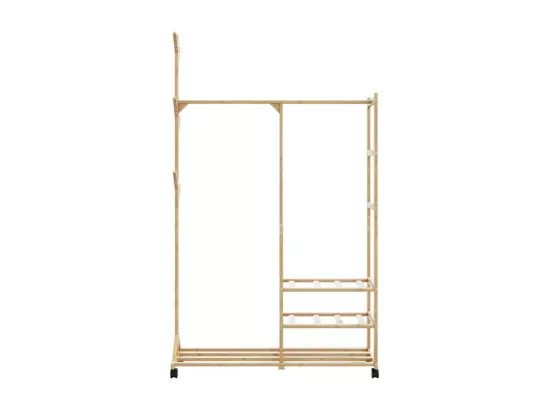 Porte vêtements et étagères et roulettes 100x38x175,5cm bambou