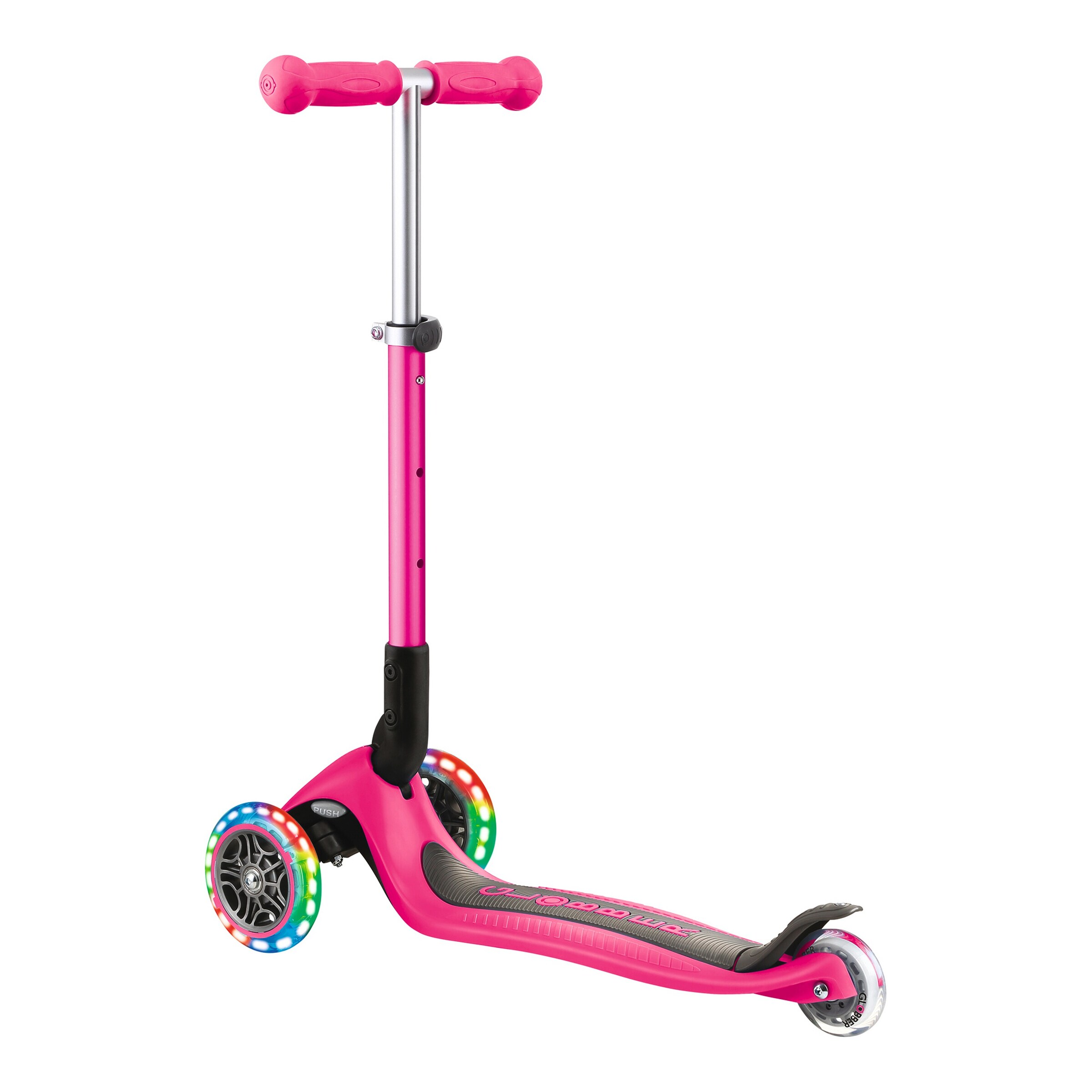 Globber Scooter Junior mit Leuchtrollen fuchsia pink
