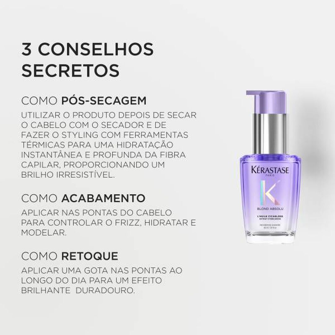 KERASTASE Blond Absolu ÓLEO CAPILAR L'HUILE CICAGLOSS, PARA CABELO LOURO SENSIBILIZADO, ACLARADO OU COM MADEIXAS - 30ml