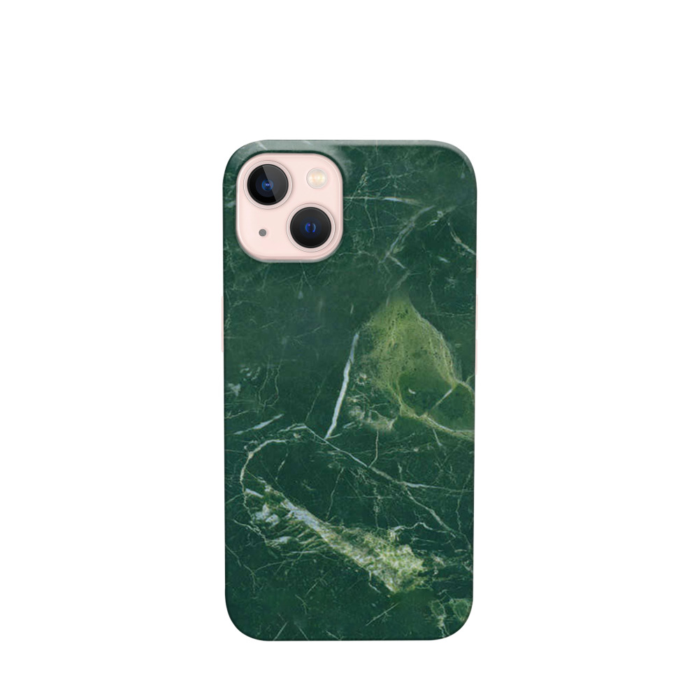 iPhone 13 Kunststoff Hülle Serpentin Marmor - Grün