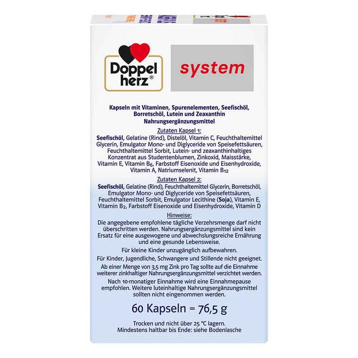 Doppelherz System Augen Plus Sehkraft +Schutz Kapseln, 60 St