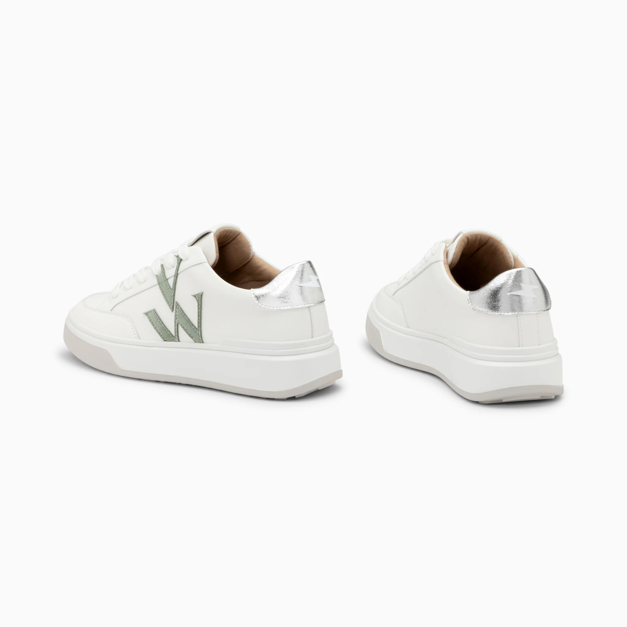 Sneakers-Baskets monogramme Candice blanc et vert