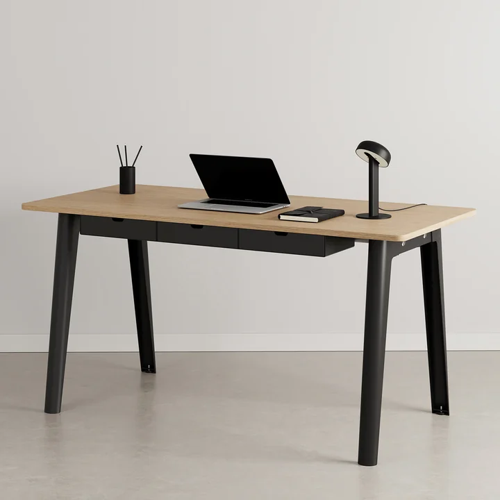 TipToe - NEW MODERN Schreibtisch, 75 x 130 cm, Birke / graphite black