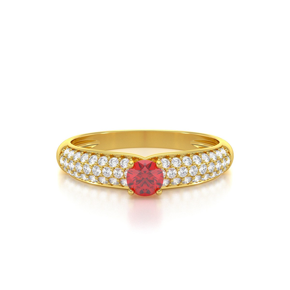 Bague ADEN Or 585 Jaune Rubis et diamants 1.978grs