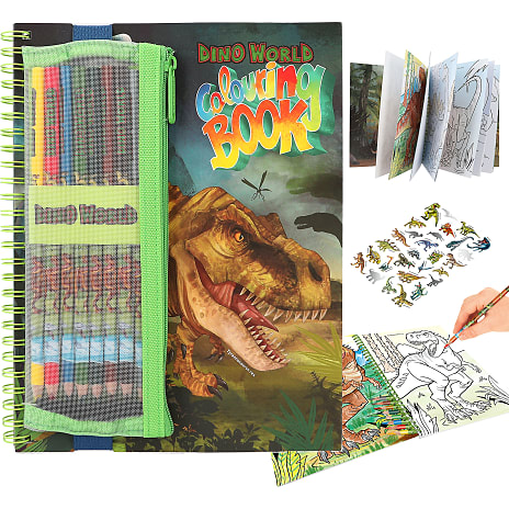 Dino world malebog med farveblyanter