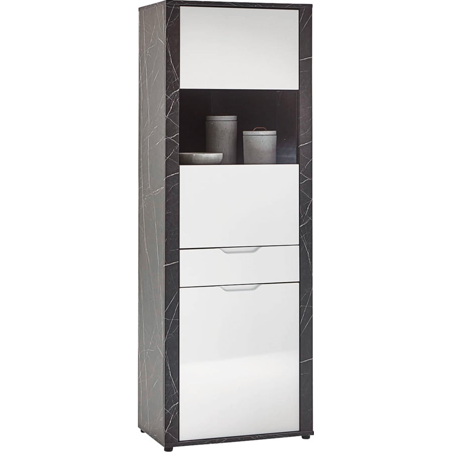 Highboard Kos MDF Marmor schwarz weiss 200 x 109 x 40 cm