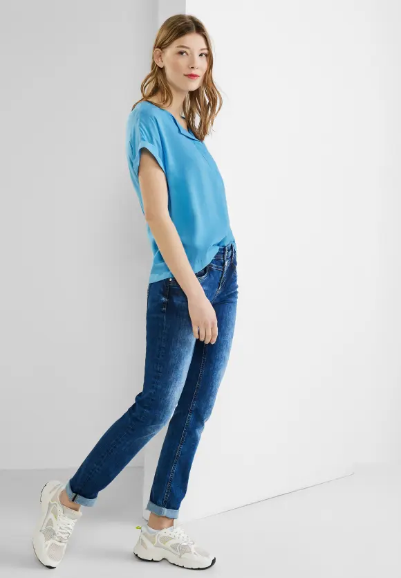 Bluse mit Klappenkragen - splash blue