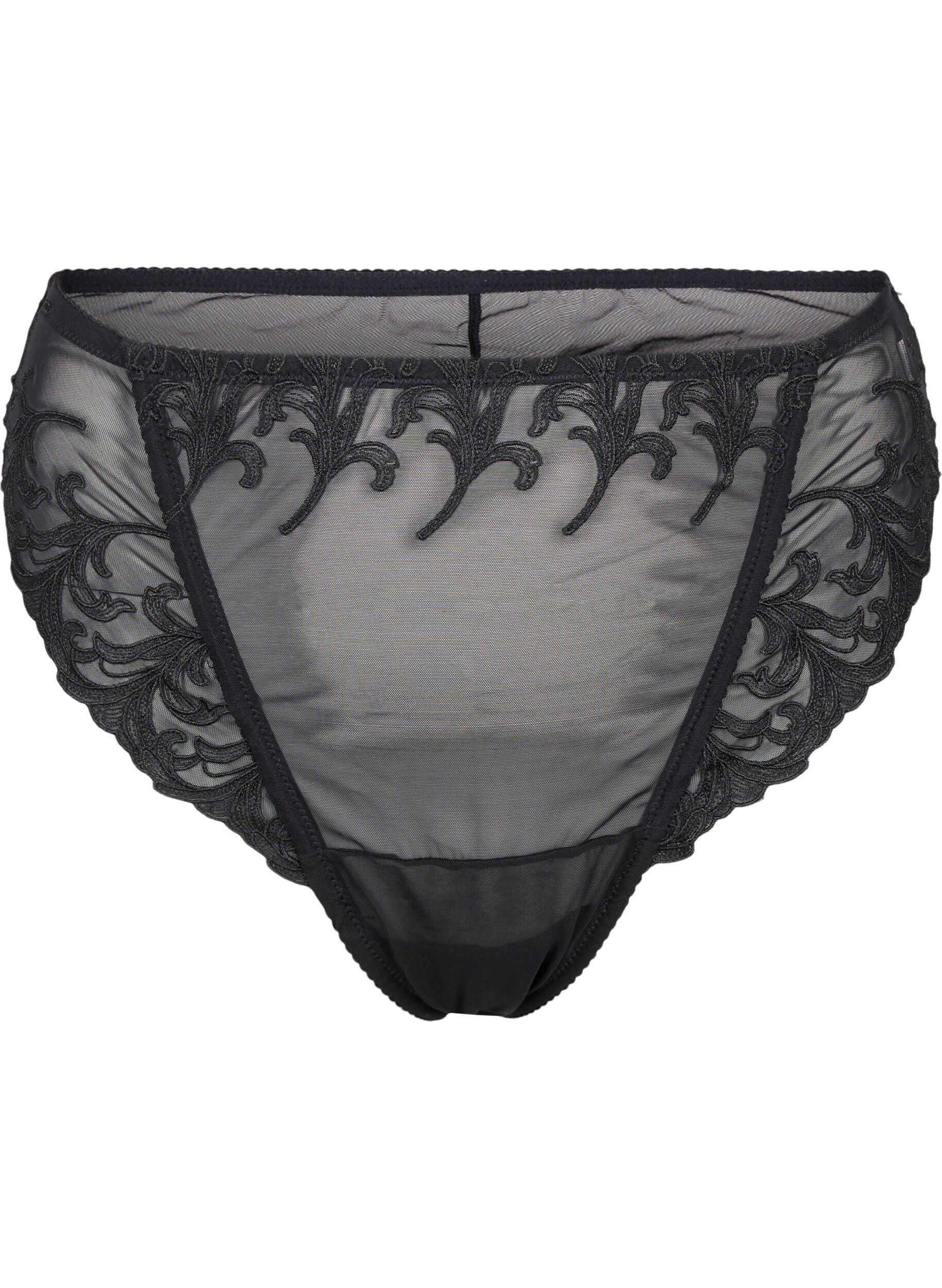 G-streng i mesh med broderidetaljer