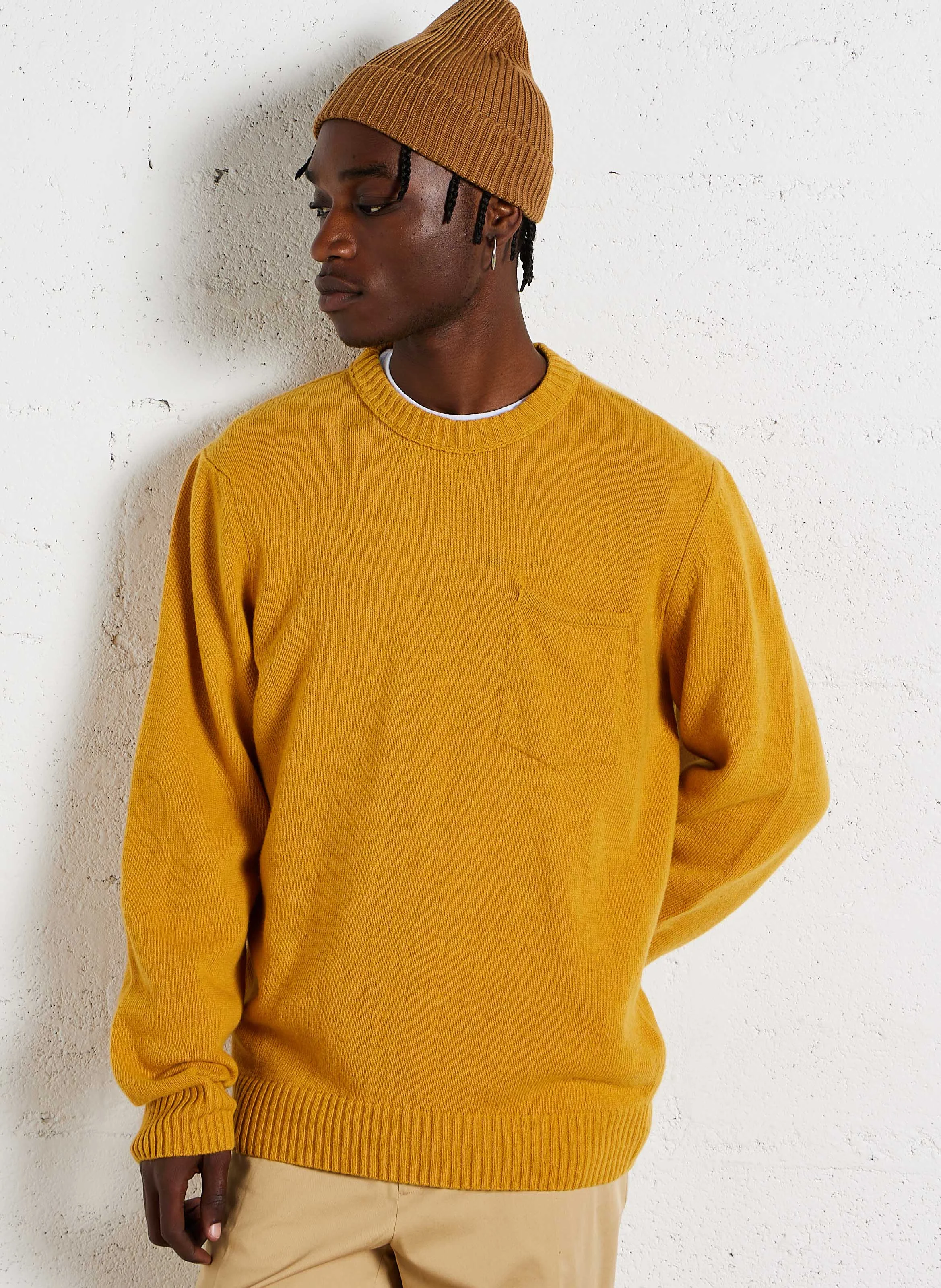 POCKET - Pull col rond droit en laine mélangée | Orange
